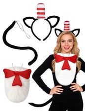 Cat Costume Women Accessories Headband Red Bow Tie Black One Size,
