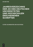 Degruyter | Jahresverzeichnis Der An Den Deutschen UniversitäTen Und...