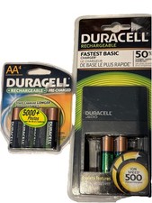 Duracell Ion Speed 500 Battery Charger w/6 AA Rechargeable Batteries Starter Kit