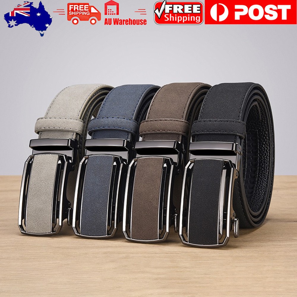 Mens Business Belt Automatic Buckle TPU Leather Waistband Adjustable Classic AU