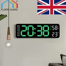 12" LED Silent Wall Clock Modern Desk Alarm Clock with Thermometer Home Decor UK