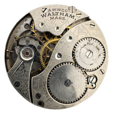 Antique 0s 1910 Waltham 7J Mechanical Hunter Pocket Watch Movement No. 161 USA