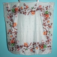 Vintage Scarf 31" Square, 100 Silk Floral Shawl 80s Pastel Rose Orange Brown
