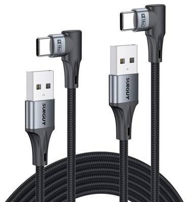 Right Angle USB C to USB A Cable [10FT 2Pack] for Thick Cases, 90 Degree Fast...