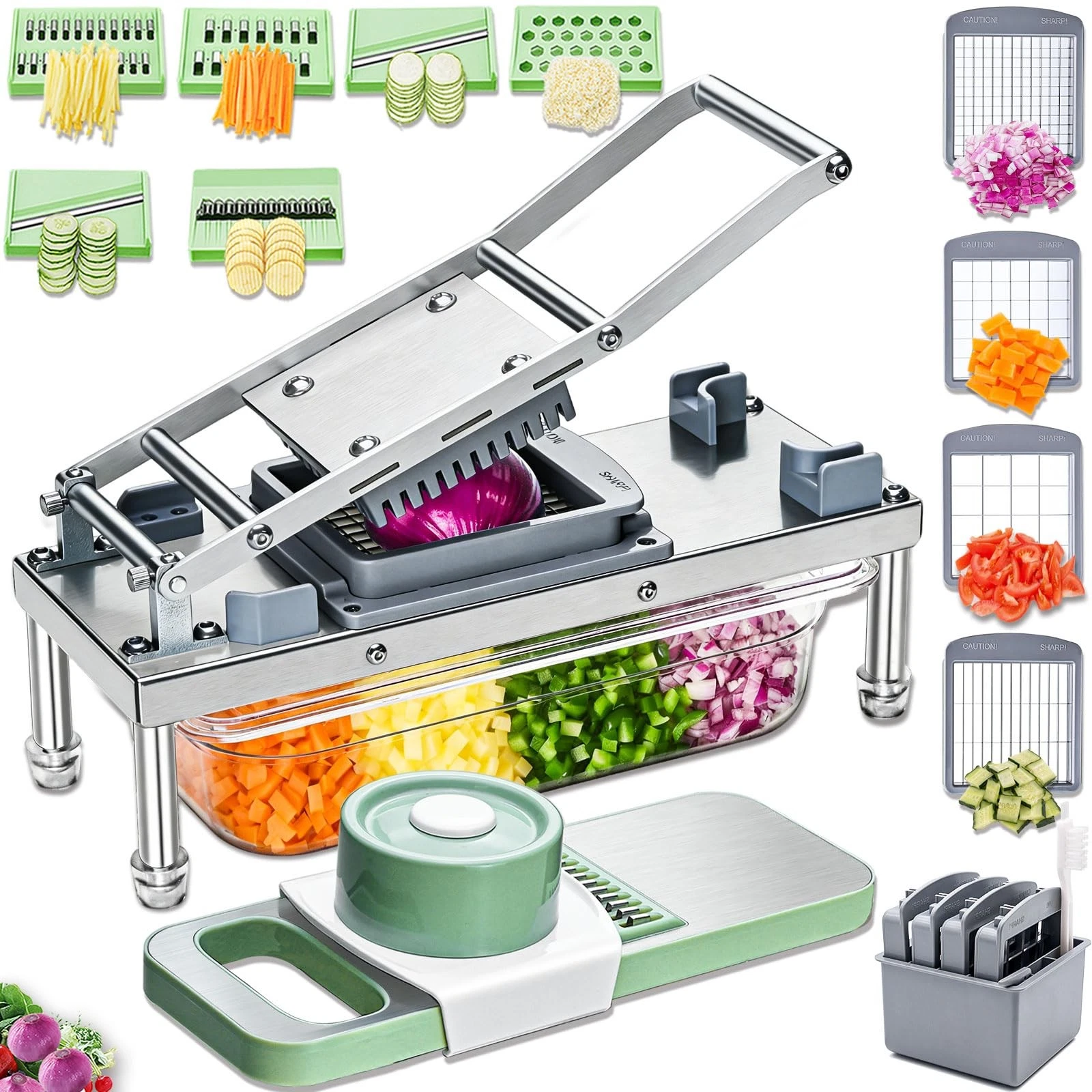 Stainless steel Vegetable Chopper, Veggie Chopper With 10 Blades, Onion Dicer...