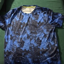 Pro Gear Wear Men's Fishing Moisture Wicking Blue Camouflage T-Shirt Size L