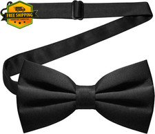 Solid Color Pre-Tied Bow Tie Adjustable Bowtie for Men Formal Wedding Suit