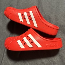 Adidas Adilette Clog Slip-On Vivid Red White Swim Sandal Shoes US Men s 8 US W 9