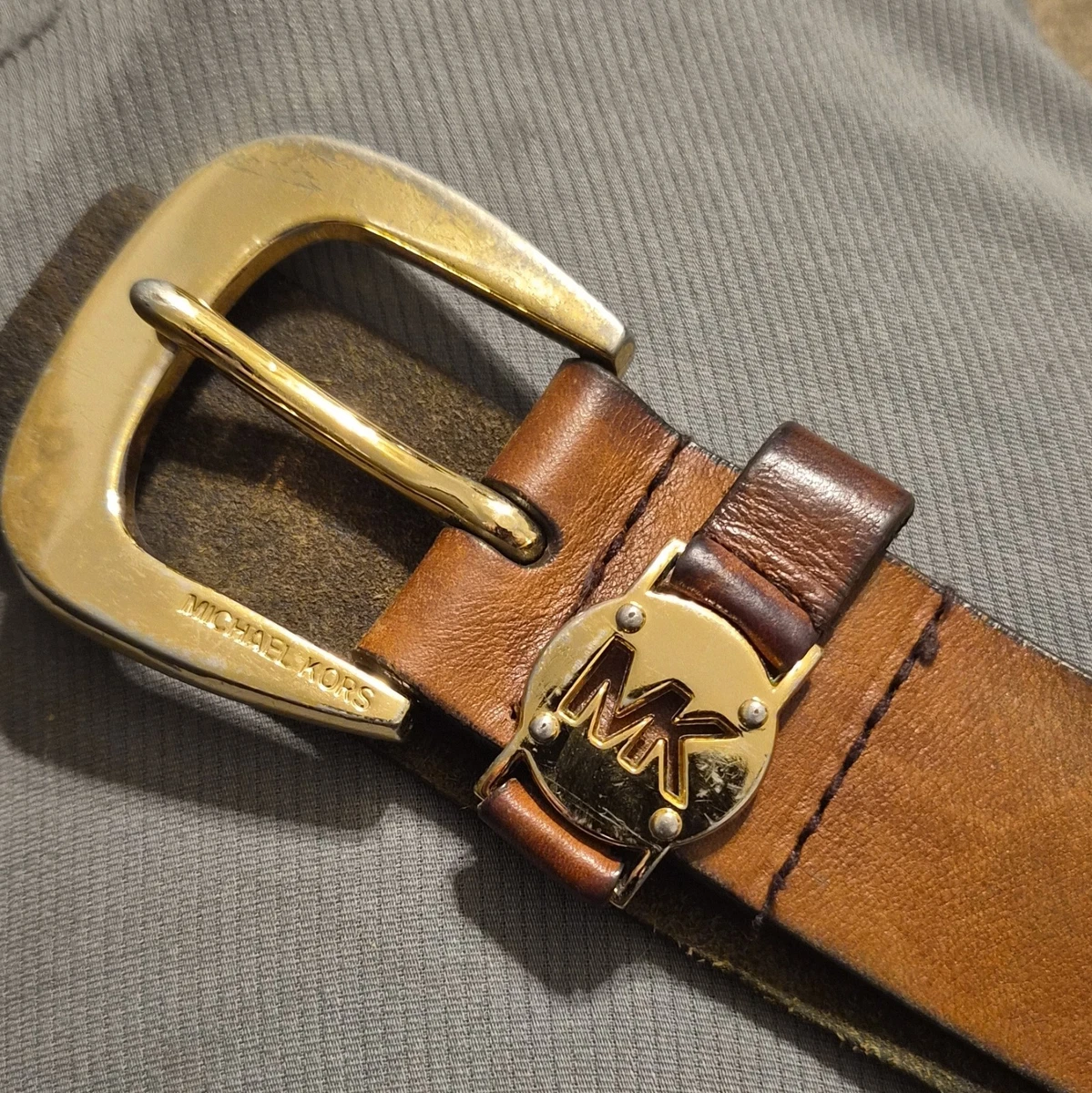 Michael Kors Women\'s Reversible Leather Logo Belt Sz XL Dark and Cognac Brown Michael Kors Brown Belts for Women for sale | eBay main image 4