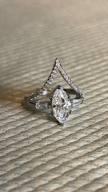 Marquise-Cut Natural VVS Moissanite Engagement/Wedding Ring Size 7