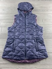 Gerry Women  s Reversible DOWN Zip Hooded Puffer Vest Indigo/Port Purple