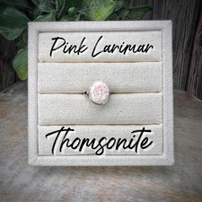 Pink Larimar Ring, Thomsonite Ring, Thomsonite Crystal, 925 Sterling Silver