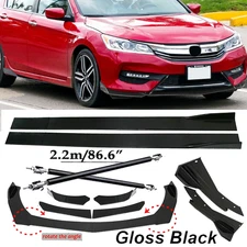 Front Bumper Lip Spoiler Side Skirt Body Kit Glossy For Honda Civic Accord