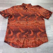 BOSS Hugo Boss Shirt Mens XL Orange Chili Pepper Short Sleeve Button Up Graphic