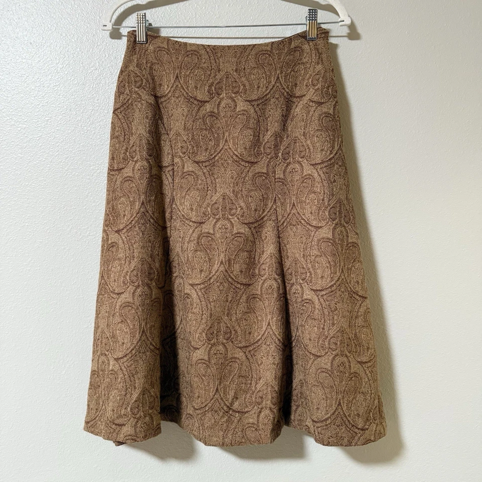 Falda midi Talbots Petite para mujer talla 8 100 % lana marrón cachemira línea A Foto 2 de 4