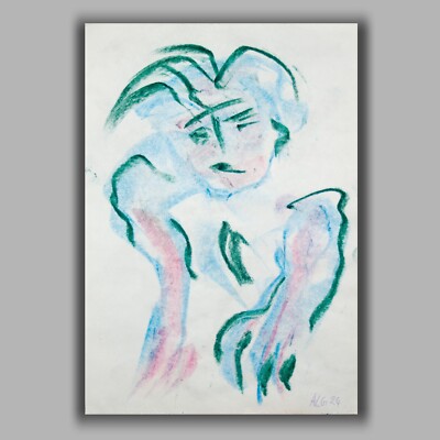 Pastel painting chalk drawing ''pore'' unique Prof. em Andreas Loeschner-Gornau