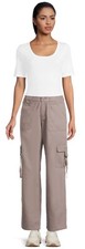 Tinseltown Juniors Mid-Rise Cotton Twill Straight Leg Dark Khaki Cargo Pants