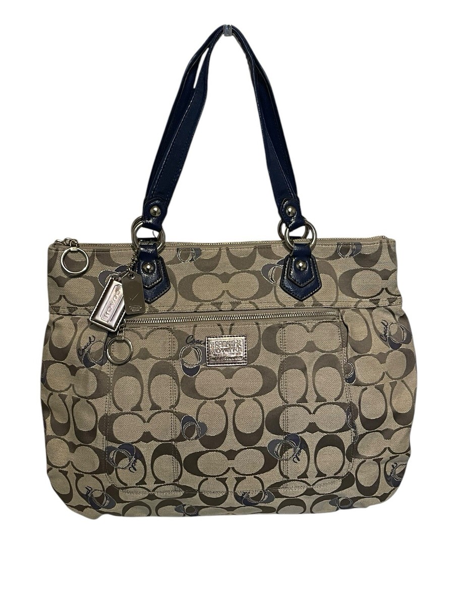 COACH F18711 Handbag Poppy Signature Glam Tote Bag Canvas Gray x
