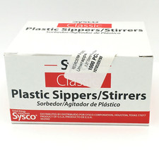 Sysco Classic Plastic Sippers Stirrers Unwrapped 5.25" Straw 1000 Pcs NEW IN BOX
