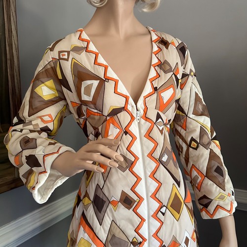Vintage 1960s Emilio Pucci for Formfit Rogers Quilted Mini Dress Robe M - Picture 4 of 9