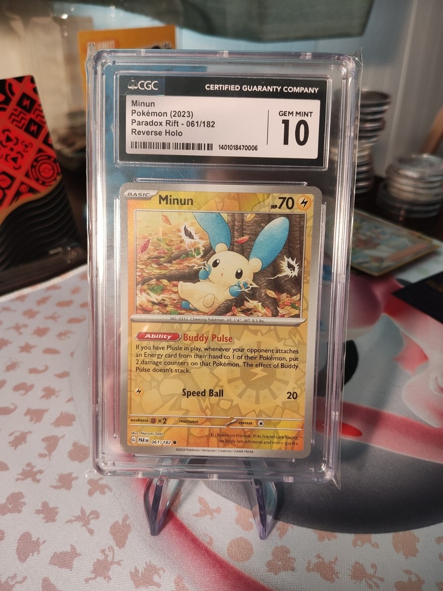 Pokmon TCG Minun Paradox Rift 061/182 Reverse Holo Common Low POP 3! | eBay