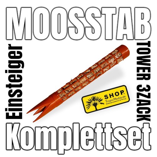 Moosstab Komplettset Einsteiger Tower 3Zack BRAUN - Rankstab Pflanzenstab Stütze