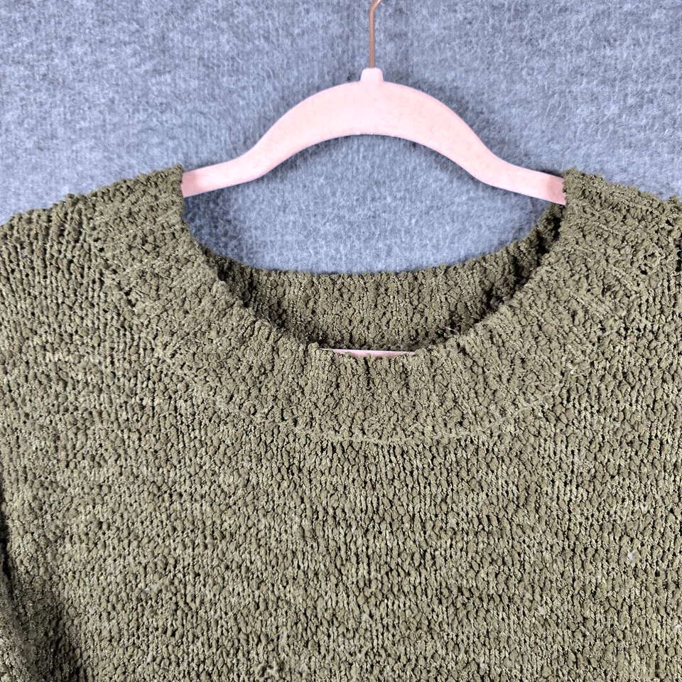 Sanctuary Women XL Olive Green Pullover Sweater Crochet Soft Crew Neck Comfy - Image 3 of 4