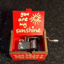 YOU ARE MY SUNSHINE Laser Engraved Retro 'Mini' Hand-Crank Music Box- red