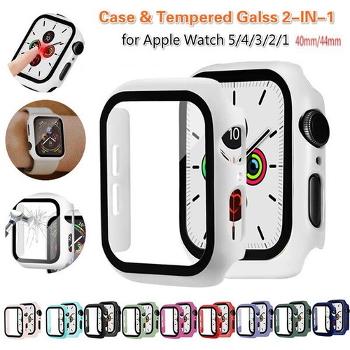2in1 Tempered glass screen protector case Apple iwatch 6/5/4/3/2/SE Size 44/40mm - Picture 4 of 11