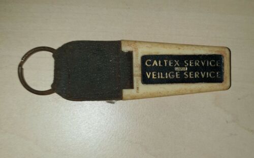 Vintage CALTEX SERVICE ÖL KRAFTSTOFF BENZIN Schlüsselring Schlüsselanhänger Logo 1960er Jahre   - Bild 1 von 2