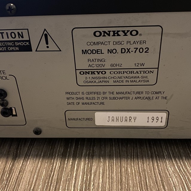 ONKYO DX-C390 6 Compact Disc CD Changer w/ Remote TESTED Optical