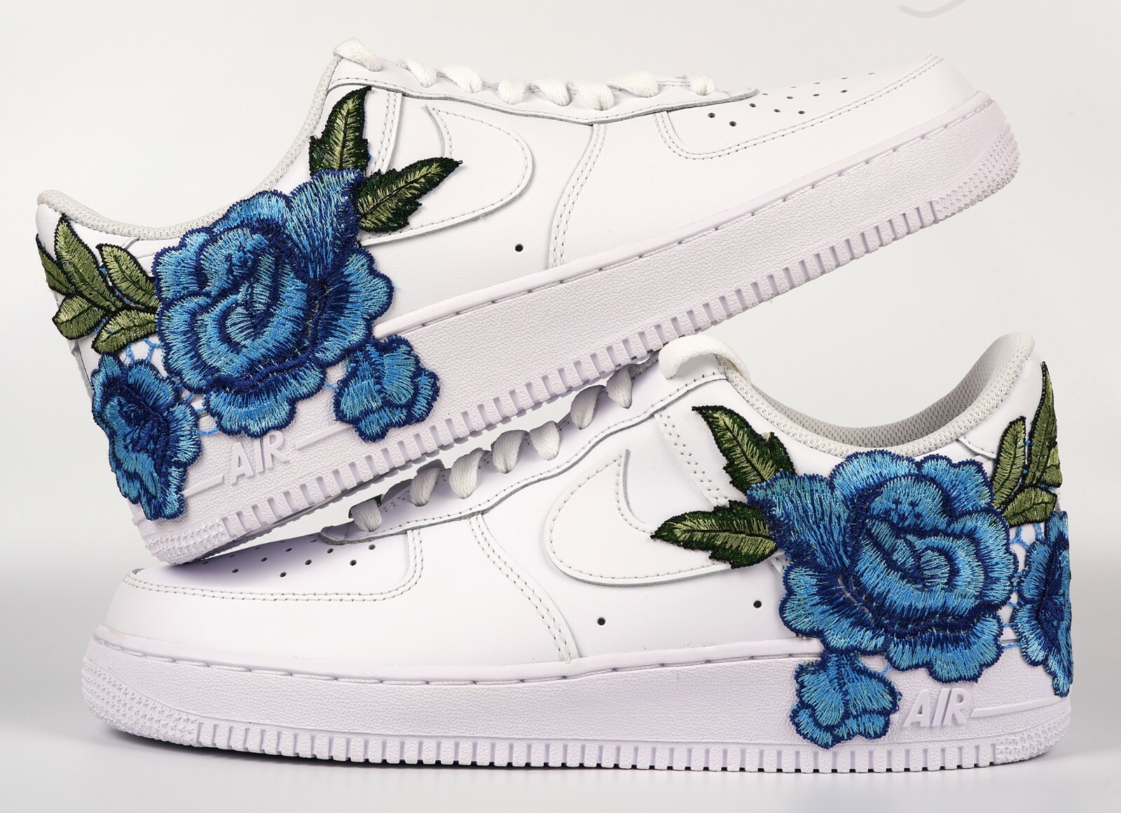 Delicate Blue Rose Design Nike Air Force 1 – B Street Shoes