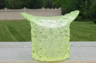Vintage Medium Fenton Daisy & Button 2.5” Uranium Vaseline Glass Top Hat Glows