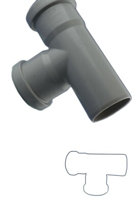 Abzweigrohr 90 ° , T-Stück, HT- Rohr graues Rohr  DN 50 DN 75 DN 110