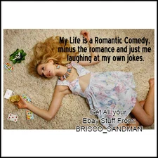 Fridge Fun Refrigerator Magnet "MY LIFE IS A ROMANTIC COMEDY..." Retro Funny