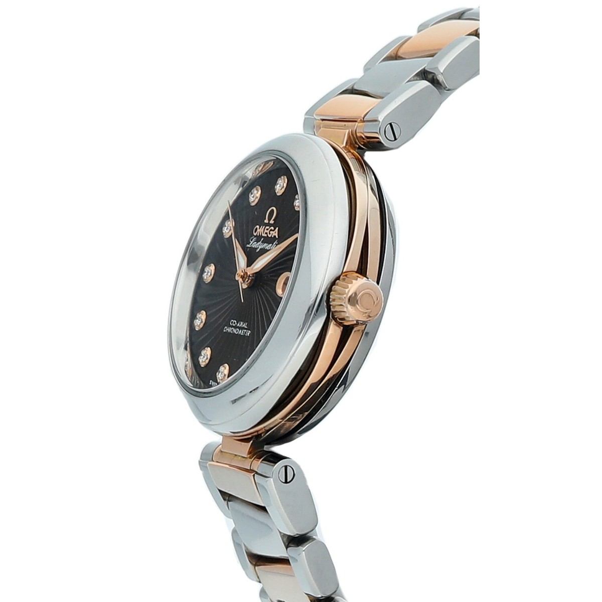 Omega De Ville Ladymatic 34 18k Rose Gold/Steel Brown Diamond Dial