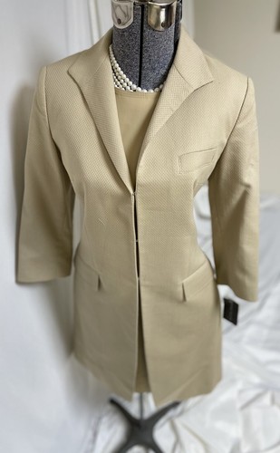 NEW $360 Anne Klein Dress Suit Size 6 Two Piece Set Camel Beige Pockets NEW - Picture 4 of 24