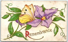 Postcard - Remembrance - Greeting Card - Butterfly and Flower Art Print