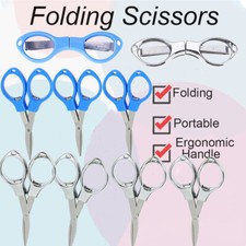 Stainless Steel Folding Scissors Key Ring Sewing Travel Camping Outdoor Portable