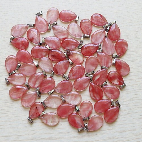 Wholesale 50pcs Cherry Quartz Stone Water drop Pendants Necklace