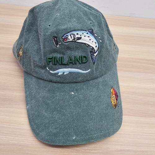 Finland Fly Fishing Fish Hat Cap Mens Green Dad ALLAN FLINK SWEDEN 7 1/4 - 第 1/13 張圖片