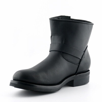 Grinders HERREN Charger Lo Schwarz Biker Nicht Sicherheit Leder Schnalle Stiefel...