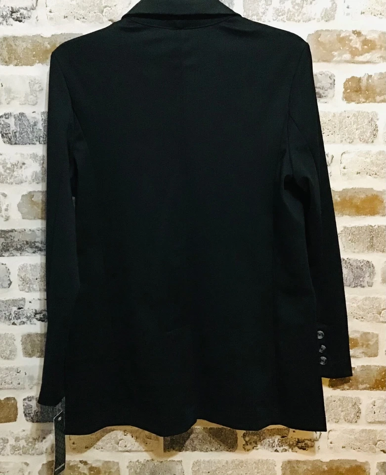 Blazer Massini ~ Para Mujer Talla S ~ Negro Cuello en V Tejido de un solo botón Elástico Nuevo con Etiquetas Foto 3 de 4