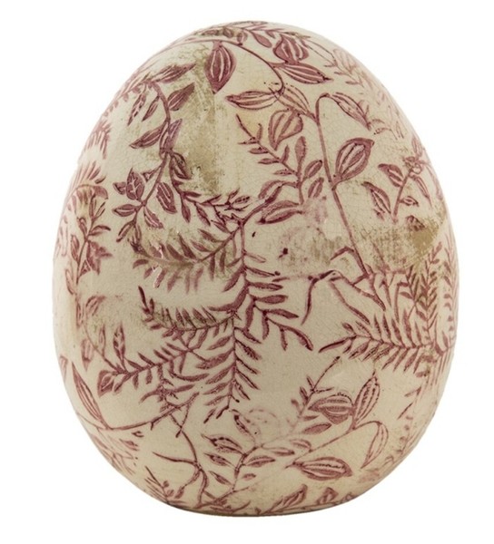 Clayre & Eef 6CE1402L Deko Ei Rosa, Beige Vintage Look Ø 14X16 Cm Dekorativ-image
