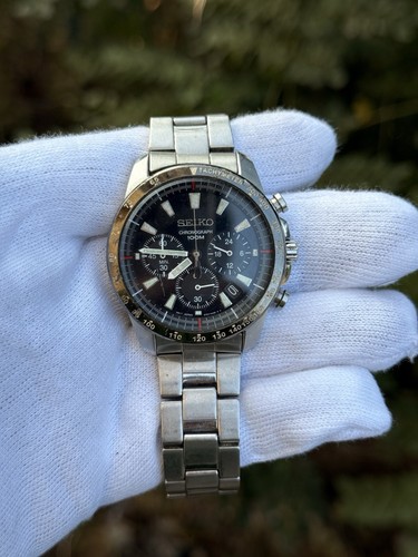 USED :::SEIKO CHRONOGRAPH 100M DATE SSB031 6T63-00D0 WRISTWATCH GOOD CONDITION - Picture 6 of 8