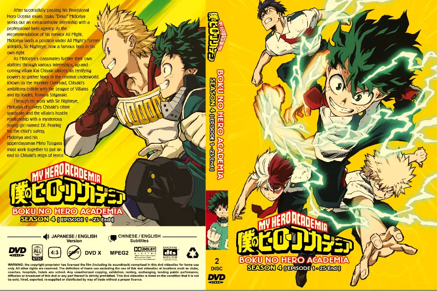 DVD Anime Boku No My Hero Academia Season 4 Series (1-25 end) English Audio  DUB