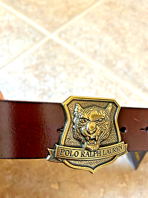 Polo Ralph Lauren Men's Tiger Buckle Belt Sz 42 Brown Polo Ralph Lauren Men's Tiger Buckle Belt Sz 42 Brown