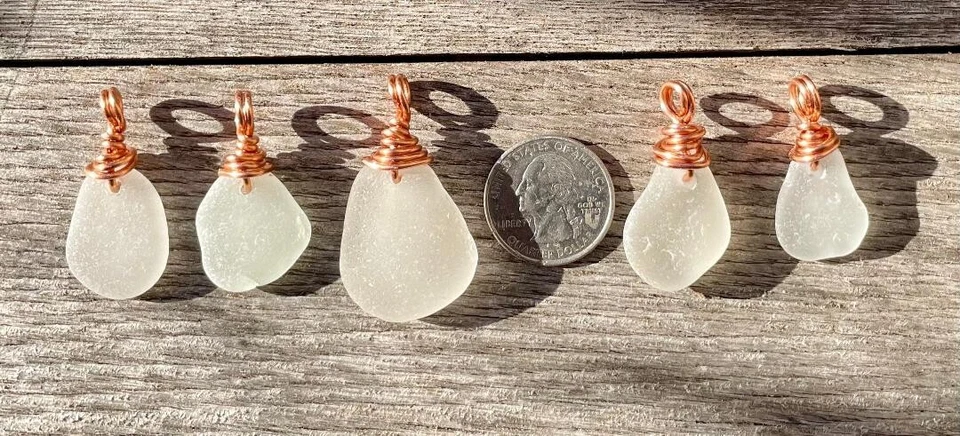 5 Медная проволока обернутый море стекла ожерелье кулоны лот! ЮВЕЛИРНЫЕ ИЗДЕЛИЯ для пляжа с матовым покрытием - Изображение 4 из 4