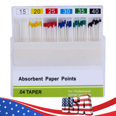 Points En Papier Absorbant AZDENT Pour Endodontie - Taper 0.04, Tailles #15 à #40 - Coton Pur
