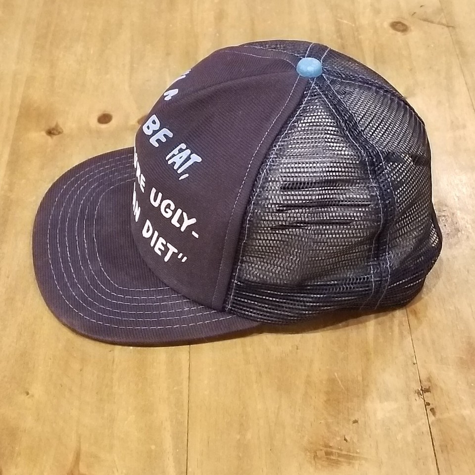 Vintage Funny Trucker Hat Cap Snapback Blue Fat Ugly Diet 80s Humor eBay